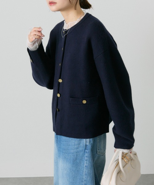 PUAL CE CIN（ピュアルセシン）の「ミラノリブニットカーディガン（カーディガン/ボレロ・レディース・アイボリー/ブラック/ネイビー・FREE）」の22枚目の写真