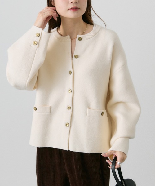 PUAL CE CIN（ピュアルセシン）の「ミラノリブニットカーディガン（カーディガン/ボレロ・レディース・アイボリー/ブラック/ネイビー・FREE）」の6枚目の写真