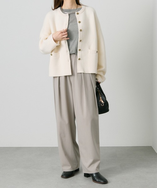 PUAL CE CIN（ピュアルセシン）の「ミラノリブニットカーディガン（カーディガン/ボレロ・レディース・アイボリー/ブラック/ネイビー・FREE）」の12枚目の写真