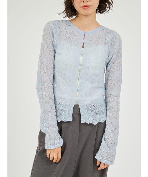 emmi（エミ）の「モヘヤ混2wayニットトップス（ニット/セーター・レディース・ホワイト/グレー/ブルー/ブラック・F）」の6枚目の写真