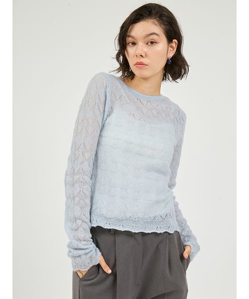 emmi（エミ）の「モヘヤ混2wayニットトップス（ニット/セーター・レディース・ホワイト/グレー/ブルー/ブラック・F）」の13枚目の写真