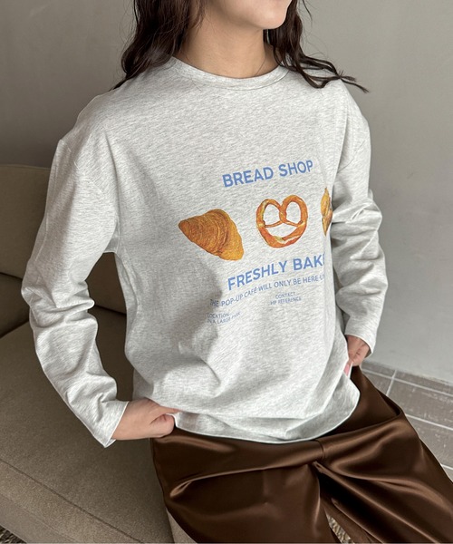 PILIT（ピリット）の「焼きたてベーカリー ロンTee（Tシャツ/カットソー・レディース・アイボリー/オートミール/ピンク・MEDIUM）」の15枚目の写真