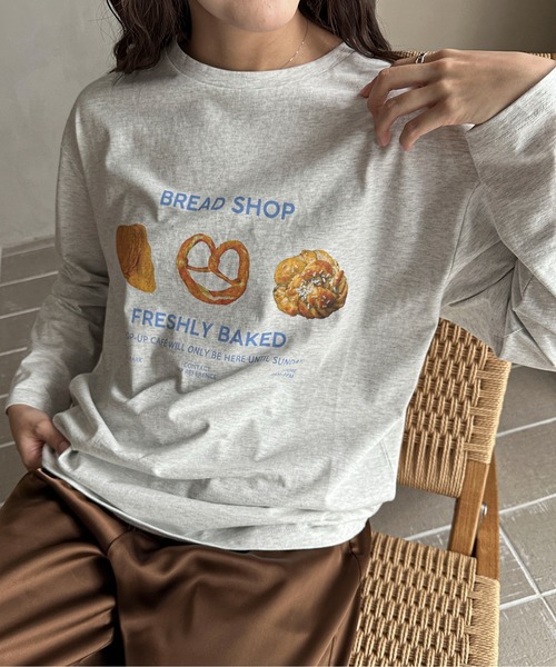 PILIT（ピリット）の「焼きたてベーカリー ロンTee（Tシャツ/カットソー・レディース・アイボリー/オートミール/ピンク・MEDIUM）」の16枚目の写真