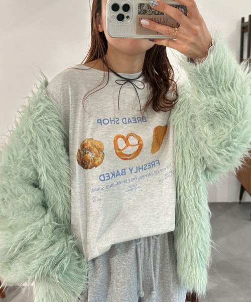 PILIT（ピリット）の「焼きたてベーカリー ロンTee（Tシャツ/カットソー・レディース・アイボリー/オートミール/ピンク・MEDIUM）」の11枚目の写真