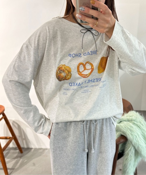 PILIT（ピリット）の「焼きたてベーカリー ロンTee（Tシャツ/カットソー・レディース・アイボリー/オートミール/ピンク・MEDIUM）」の13枚目の写真
