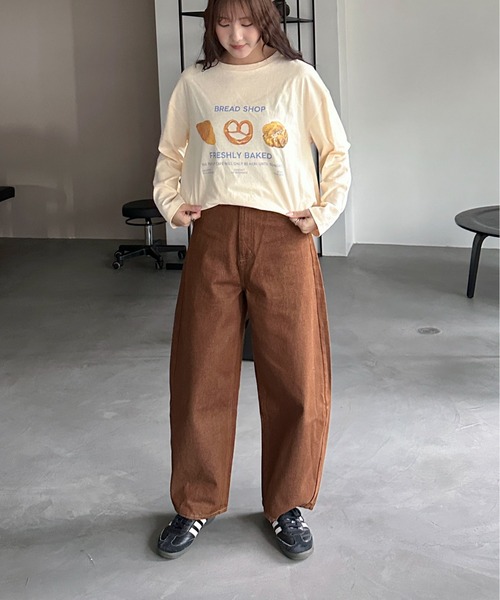 PILIT（ピリット）の「焼きたてベーカリー ロンTee（Tシャツ/カットソー・レディース・アイボリー/オートミール/ピンク・MEDIUM）」の6枚目の写真