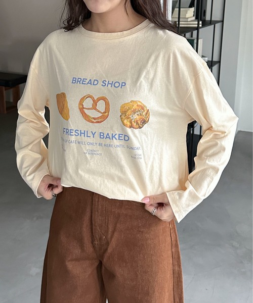 PILIT（ピリット）の「焼きたてベーカリー ロンTee（Tシャツ/カットソー・レディース・アイボリー/オートミール/ピンク・MEDIUM）」の7枚目の写真