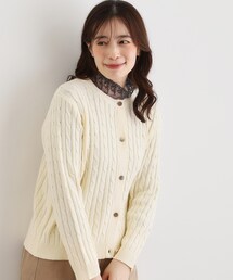 【洗える/同素材アイテムあり】ケーブル編み ニットカーディガン