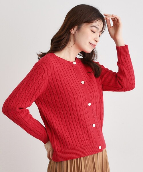 LAURA ASHLEY(ローラアシュレイ)の「【洗える/同素材アイテムあり】ケーブル編み ニットカーディガン(カーディガン/ボレロ・レディース・アイボリー/レッド系1/ライトグレー系9・40/38)」の13枚目の写真