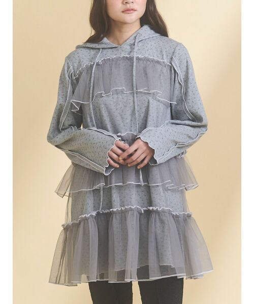 merry jenny(メリージェニー)の「ミルキーアイレットチュールワンピース(ワンピース・レディース・ピンク/オフホワイト/グレー・FREE)」の2枚目の写真