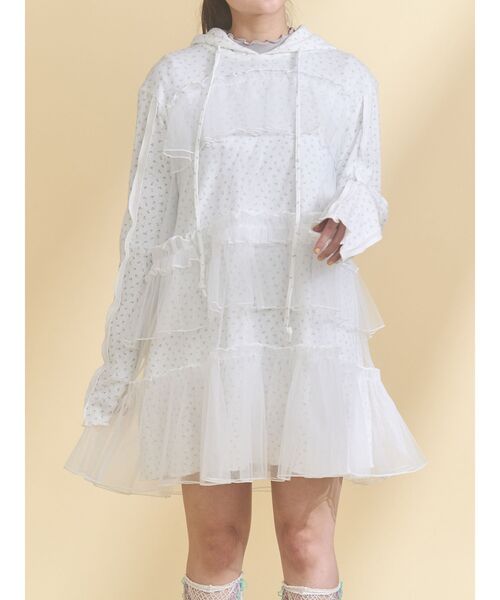 merry jenny(メリージェニー)の「ミルキーアイレットチュールワンピース(ワンピース・レディース・ピンク/オフホワイト/グレー・FREE)」の1枚目の写真