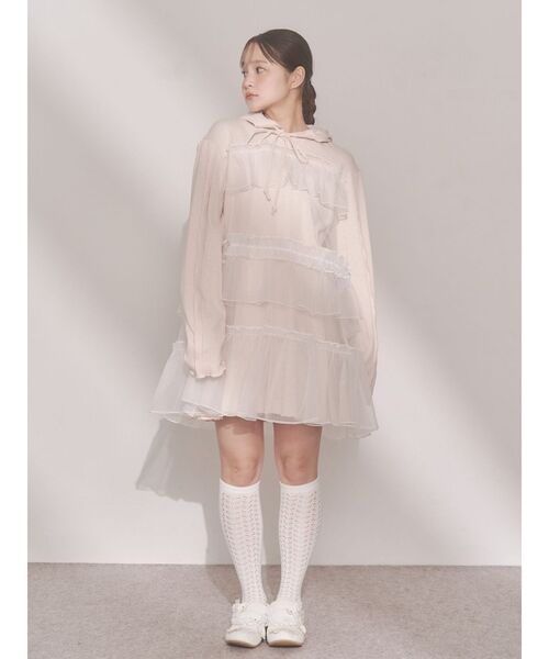 merry jenny(メリージェニー)の「ミルキーアイレットチュールワンピース(ワンピース・レディース・ピンク/オフホワイト/グレー・FREE)」の4枚目の写真