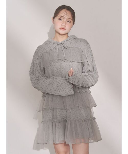 merry jenny(メリージェニー)の「ミルキーアイレットチュールワンピース(ワンピース・レディース・ピンク/オフホワイト/グレー・FREE)」の5枚目の写真