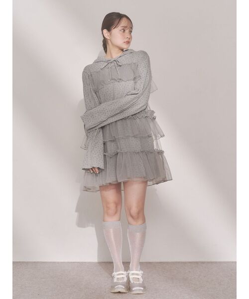 merry jenny(メリージェニー)の「ミルキーアイレットチュールワンピース(ワンピース・レディース・ピンク/オフホワイト/グレー・FREE)」の8枚目の写真