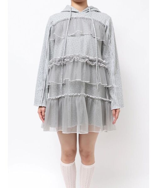 merry jenny(メリージェニー)の「ミルキーアイレットチュールワンピース(ワンピース・レディース・ピンク/オフホワイト/グレー・FREE)」の9枚目の写真