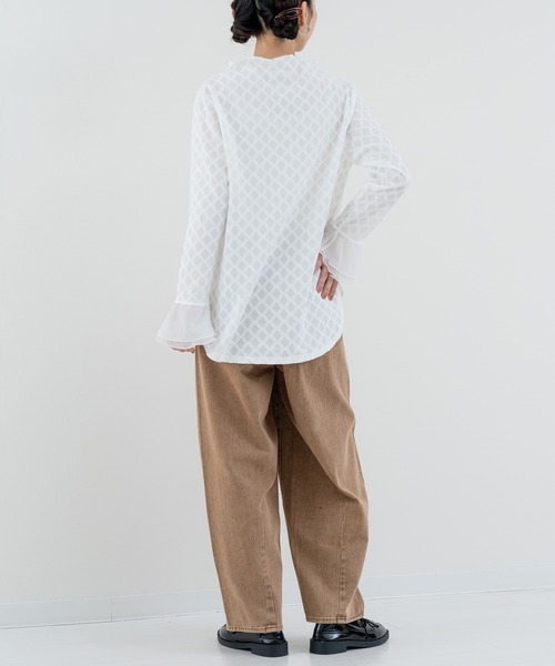 ANNA LUNA(アンナルナ)の「【ANNA LUNA】 異素材で魅せる 切替 ハイネック プルオーバー / インナー(Tシャツ/カットソー・レディース・ブラック/オフホワイト・MEDIUM)」の5枚目の写真