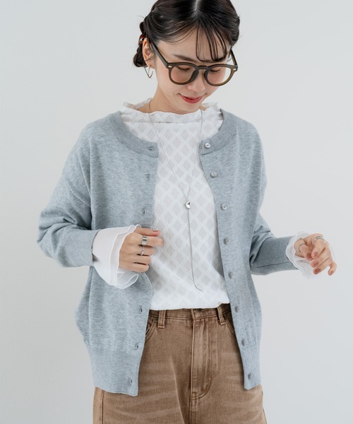 ANNA LUNA(アンナルナ)の「【ANNA LUNA】 異素材で魅せる 切替 ハイネック プルオーバー / インナー(Tシャツ/カットソー・レディース・ブラック/オフホワイト・MEDIUM)」の6枚目の写真