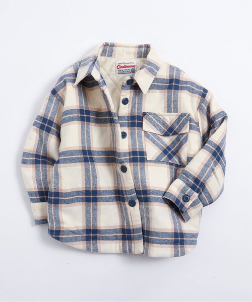 BREEZE（ブリーズ）の「【ジュニア対応】起毛チェックシャツジャケット（その他アウター・キッズ・アイボリー/グリーン・90/100/120/140）」の2枚目の写真