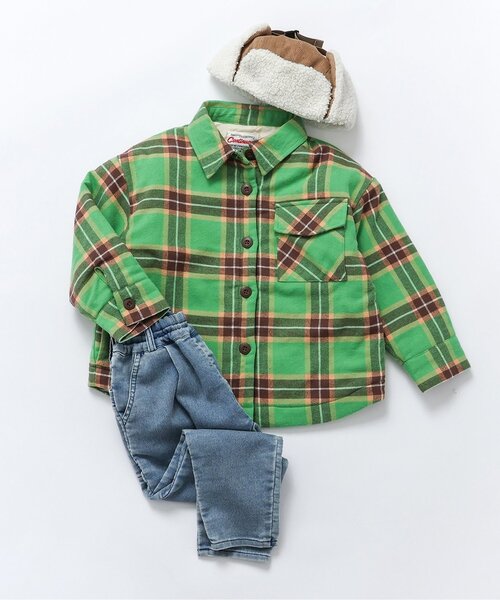 BREEZE（ブリーズ）の「【ジュニア対応】起毛チェックシャツジャケット（その他アウター・キッズ・アイボリー/グリーン・90/100/120/140）」の3枚目の写真