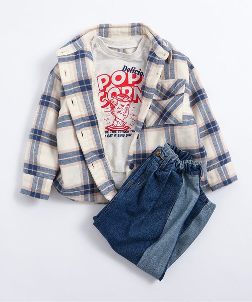 BREEZE（ブリーズ）の「【ジュニア対応】起毛チェックシャツジャケット（その他アウター・キッズ・アイボリー/グリーン・90/100/120/140）」の4枚目の写真