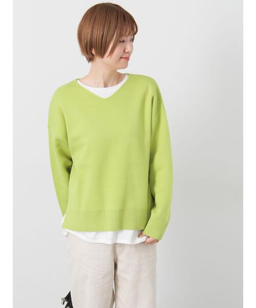Lugnoncure（ルノンキュール）の「コットンタッチVネックニット（ニット/セーター・レディース・パープル/イエロー/グレー/チャコールグレー・F）」の7枚目の写真