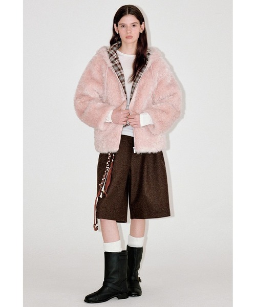 セール】チェック柄ライナー フェイクファージャケット FD25W024【Fano