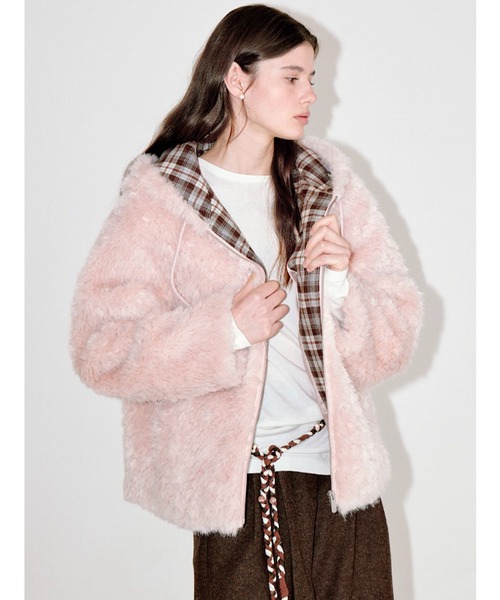 セール】チェック柄ライナー フェイクファージャケット FD25W024【Fano