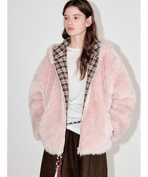 セール】チェック柄ライナー フェイクファージャケット FD25W024【Fano