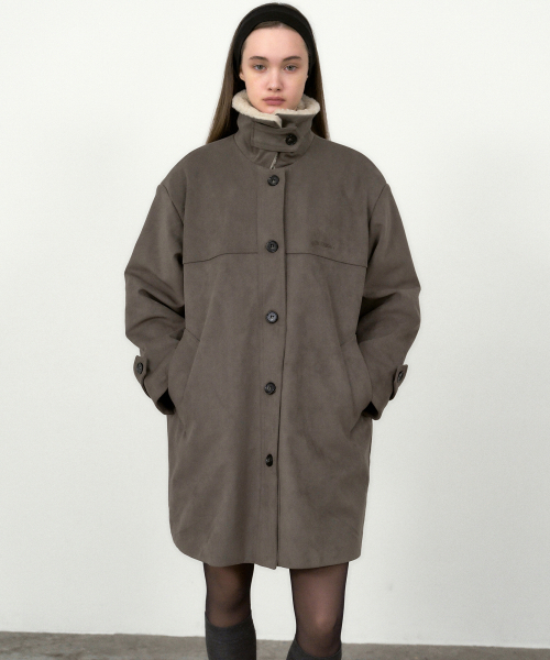 NICOLE SUEDE MUSTANG COAT_KHAKI