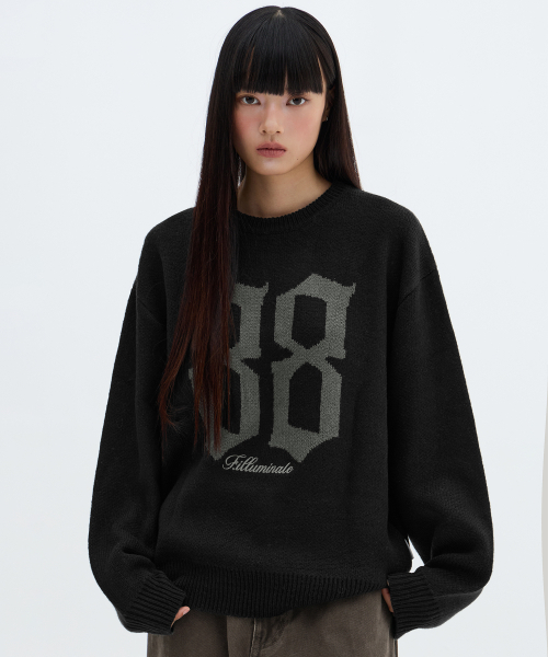 F.ILLUMINATE（フィルミネイト）の「88ジャガードラウンドニット-ブラック（ニット/セーター・メンズ・その他・MEDIUM/LARGE/SMALL）」の3枚目の写真
