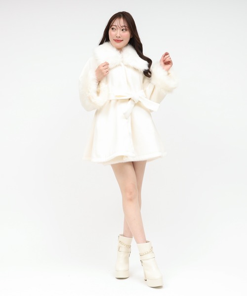 セール】ファー付ポンチョ風コート（ポンチョ）｜ROYAL PARTY