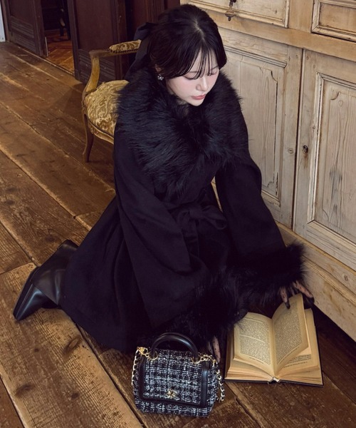 SALE! ポンチョ風コート セール】ファー付ポンチョ風コート（ポンチョ）｜ROYAL PARTY