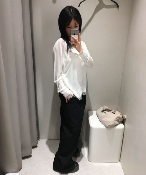 MUSINSA STANDARD WOMAN（ムシンサスタンダードウーマン）の「ウィメンズ ローウエスト ディープタック エクストラワイド ヒドゥンバンディング スラックス [ブラック]（スラックス・レディース・その他・34/32/30/31/24/25/26/27/28/29）」の13枚目の写真