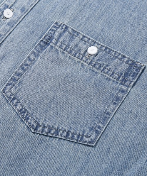 TRILLION(トリリオン)の「ストーンウォッシングオーバーフィットデニム半袖シャツ(BLEACH BLUE)(シャツ/ブラウス・レディース・その他・MEDIUM/LARGE/X-LARGE)」の7枚目の写真