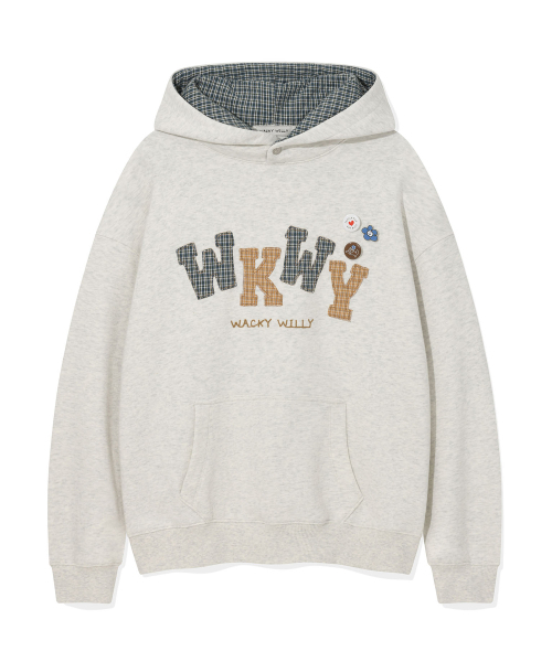 Wacky WiLLy(ワッキーウィリー)の「ウィメンズチェックアップリケオーバーサイズフードパーカーオートミール(パーカー・レディース・その他・FREE)」の1枚目の写真