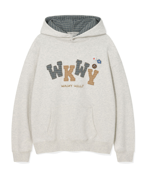 Wacky WiLLy(ワッキーウィリー)の「ウィメンズチェックアップリケオーバーサイズフードパーカーオートミール(パーカー・レディース・その他・FREE)」の2枚目の写真