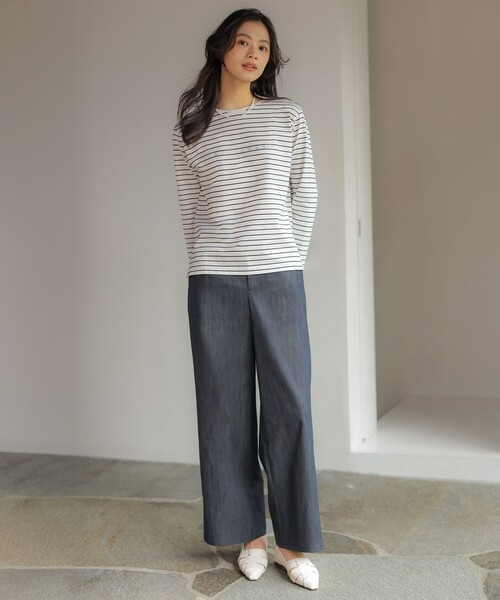 J.PRESS(ジェイプレス)の「セルロースシャンブレー セミワイド パンツ(その他パンツ・レディース・ネイビー系/ライトグレー系・T15/T13)」の22枚目の写真