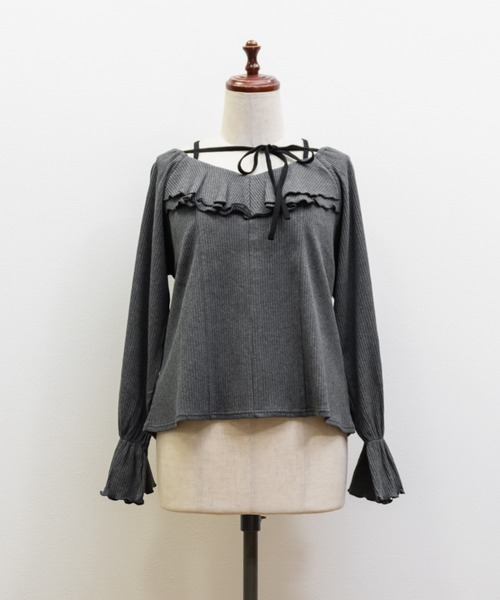 CLETTE(クレット)の「CLETTEオリジナルデコルテリボン2WAYフリルプルオーバー(Tシャツ/カットソー・レディース・オフホワイト/チャコールグレー/ブラック・LL/3L/4L)」の20枚目の写真