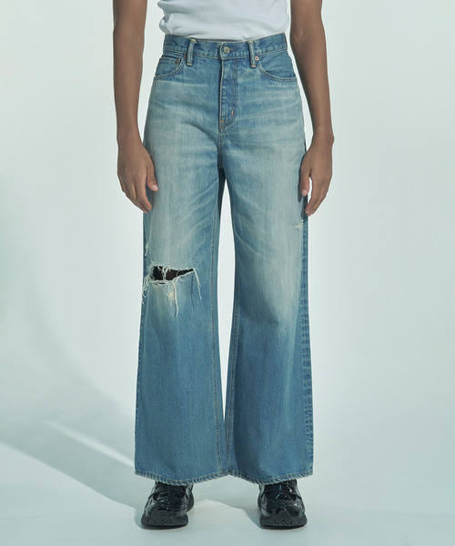 VICTIM(ヴィクティム)の「VICTIM ヴィクティム / VICTIM×HAGUN TRAN PIPED ENIM PANTS コラボレーションヴィンテージデニムパンツ / VTM-25-P-106(デニムパンツ・メンズ・ブルー/ブラック・1/2/3/4)」の2枚目の写真