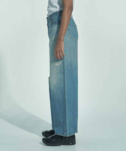 VICTIM(ヴィクティム)の「VICTIM ヴィクティム / VICTIM×HAGUN TRAN PIPED ENIM PANTS コラボレーションヴィンテージデニムパンツ / VTM-25-P-106(デニムパンツ・メンズ・ブルー/ブラック・1/2/3/4)」の6枚目の写真