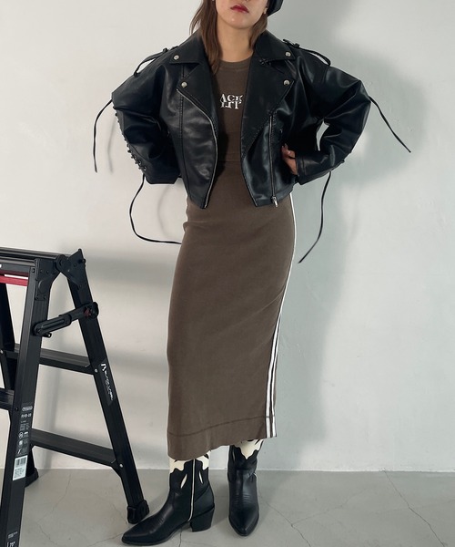 ROGER AND RAW（ロジャーアンドロウ）の「サイドラインリブロングワンピース（ワンピース・レディース・ネイビー/ブラウン/ブラック・FREE）」の20枚目の写真