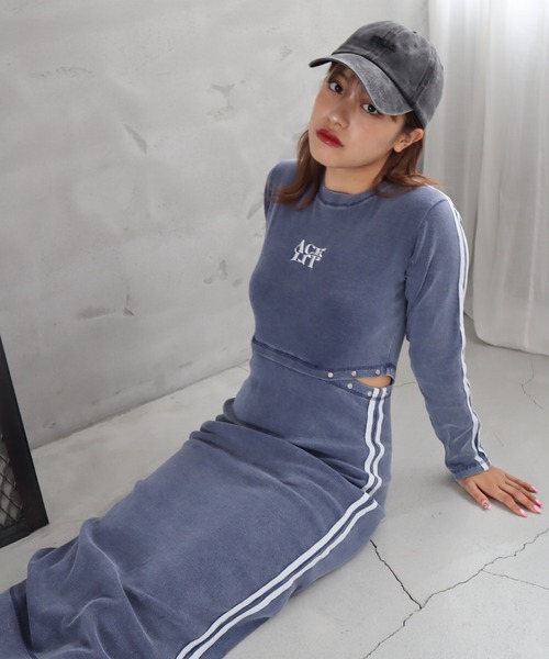 ROGER AND RAW（ロジャーアンドロウ）の「サイドラインリブロングワンピース（ワンピース・レディース・ネイビー/ブラウン/ブラック・FREE）」の4枚目の写真