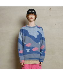 UNALLOYED（アナロイド）の「Brushed Camo Knit Sweater / Blue（ニット/セーター）」
