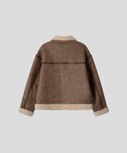 セール】コントラストシアリングパネルムートン [ブラウン]（ムートン