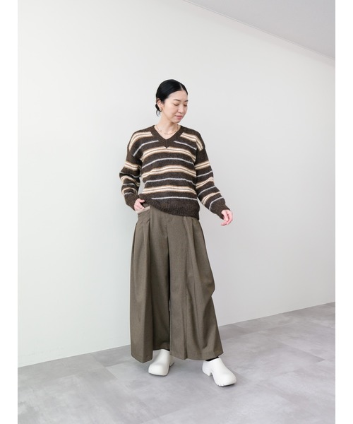 DOLLUPOOPS(ドールアップウップス)の「Vネックマルチボーダーニット(ニット/セーター・レディース・ブラウン/アイボリー・FREE)」の12枚目の写真