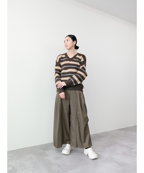 DOLLUPOOPS(ドールアップウップス)の「Vネックマルチボーダーニット(ニット/セーター・レディース・ブラウン/アイボリー・FREE)」の11枚目の写真