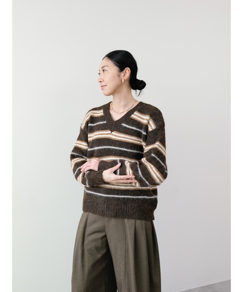 DOLLUPOOPS(ドールアップウップス)の「Vネックマルチボーダーニット(ニット/セーター・レディース・ブラウン/アイボリー・FREE)」の22枚目の写真