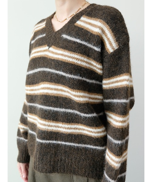 DOLLUPOOPS(ドールアップウップス)の「Vネックマルチボーダーニット(ニット/セーター・レディース・ブラウン/アイボリー・FREE)」の21枚目の写真