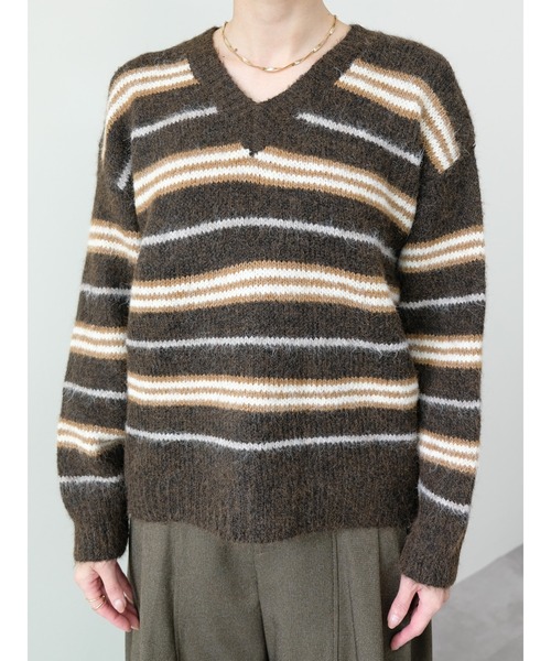 DOLLUPOOPS(ドールアップウップス)の「Vネックマルチボーダーニット(ニット/セーター・レディース・ブラウン/アイボリー・FREE)」の20枚目の写真