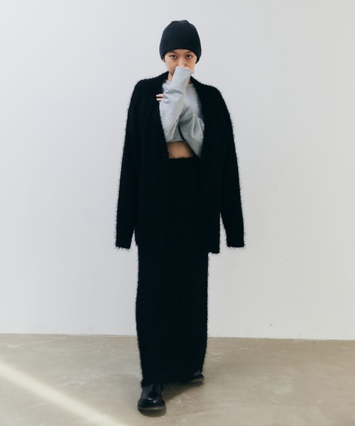 lit(リット)の「Feather Over Knit Cardigan(カーディガン/ボレロ・レディース・ベージュ/ブラック・FREE)」の11枚目の写真